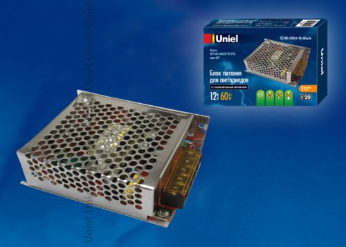Блок питания для светодиодной ленты Uniel 12В UET-VAG-60A20 5А 120Вт IP20 110х78х35мм фото Блок питания для светодиодной ленты Uniel 12В UET-VAG-60A20 5А 120Вт IP20 110х78х35мм картинка